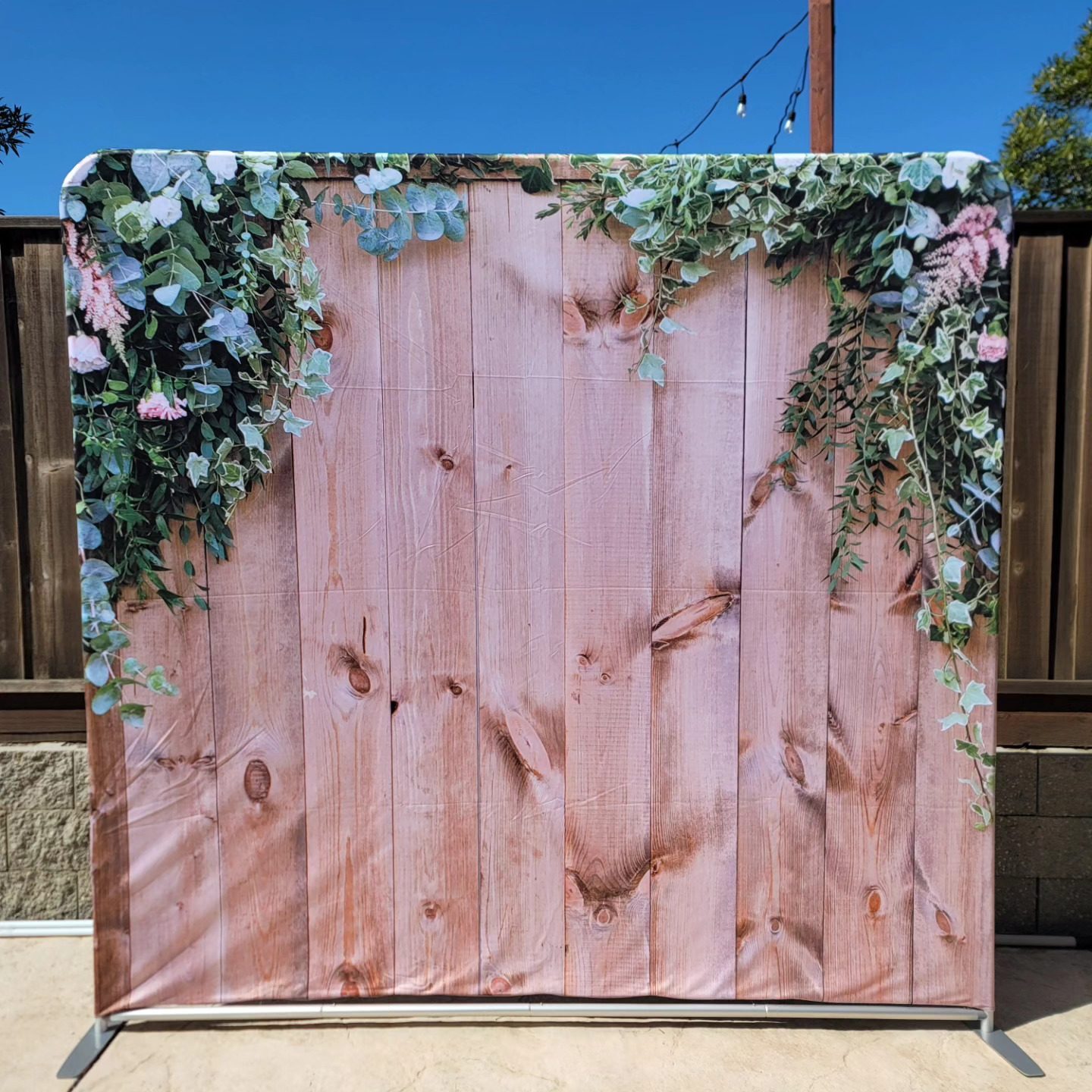 Elegant backdrop option available for mirror photo booth rentals
