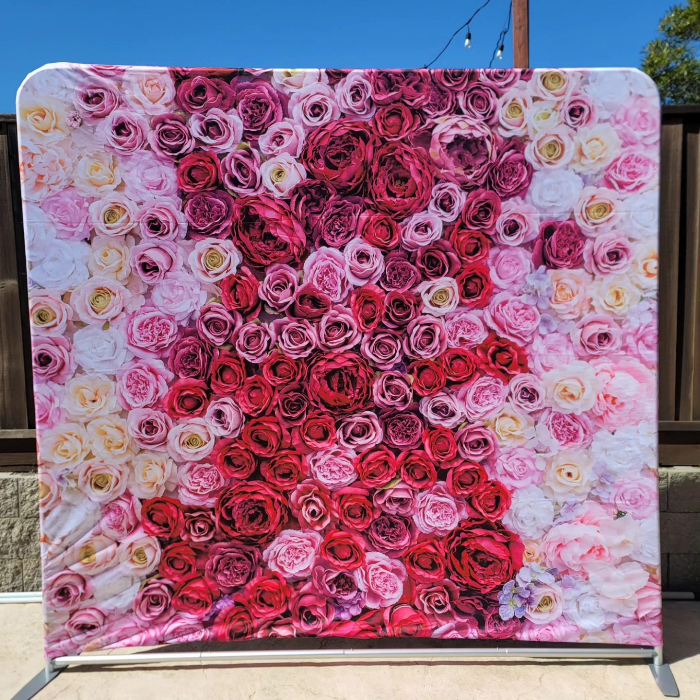 Floral backdrop option for weddings and quinceañera photo booths