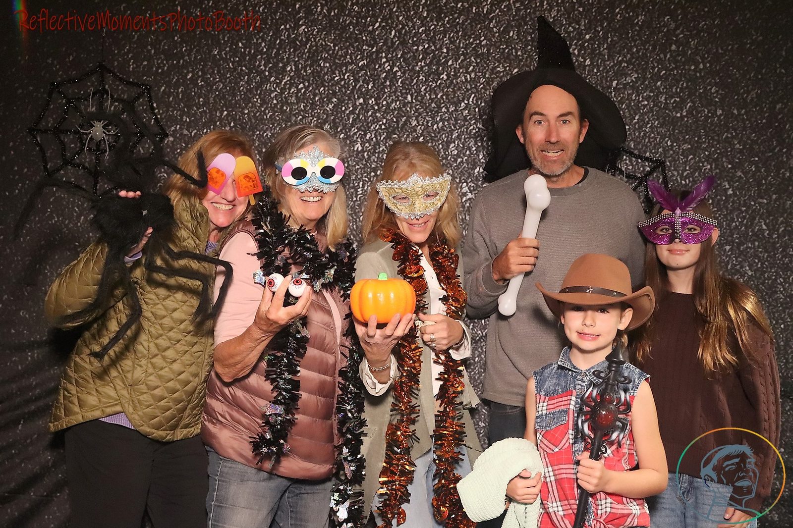 Fun group shot at the Halloween party mirror photo booth