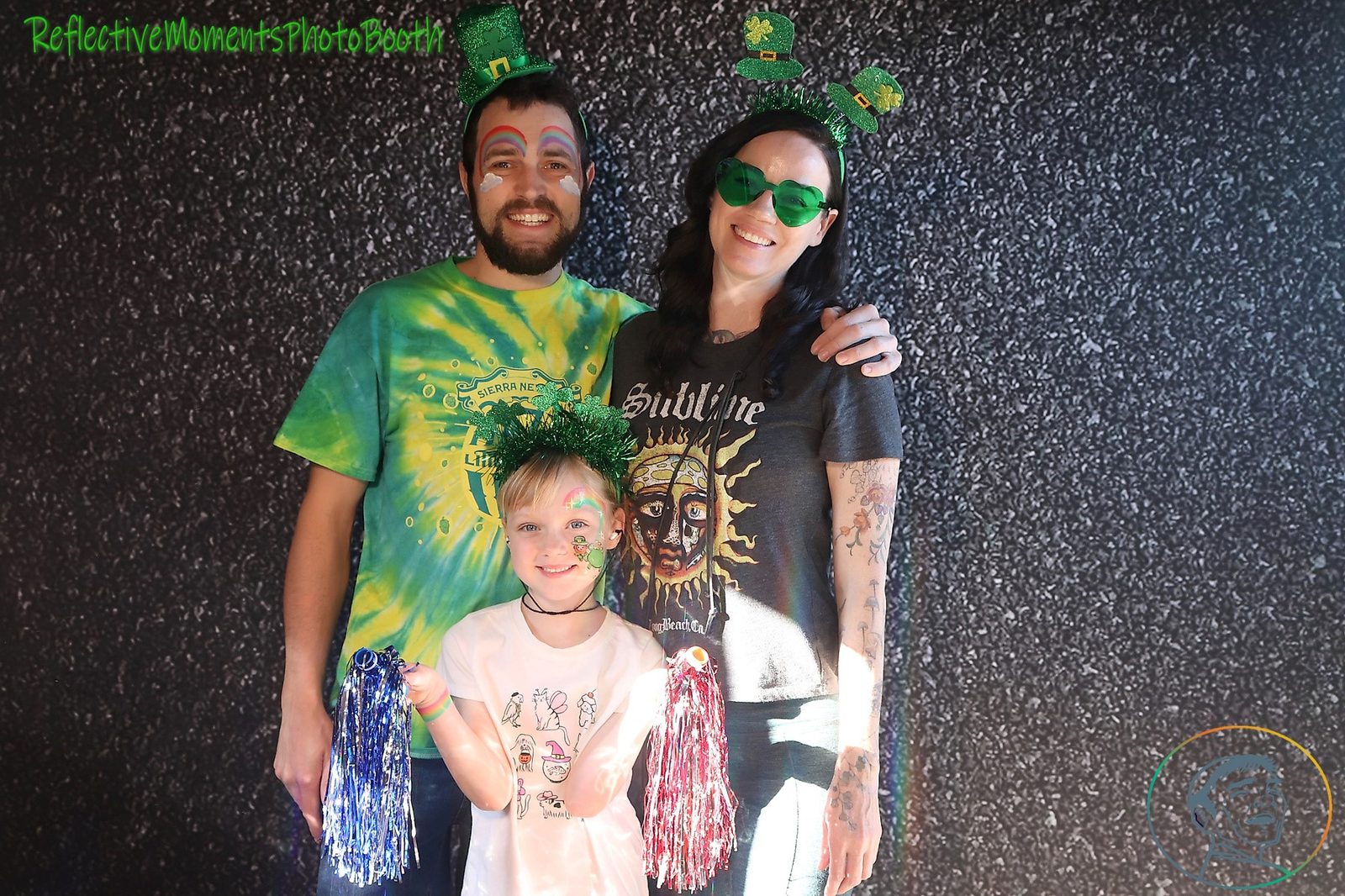 Late-night Saint Patrick's Day guests at the mirror photo booth
