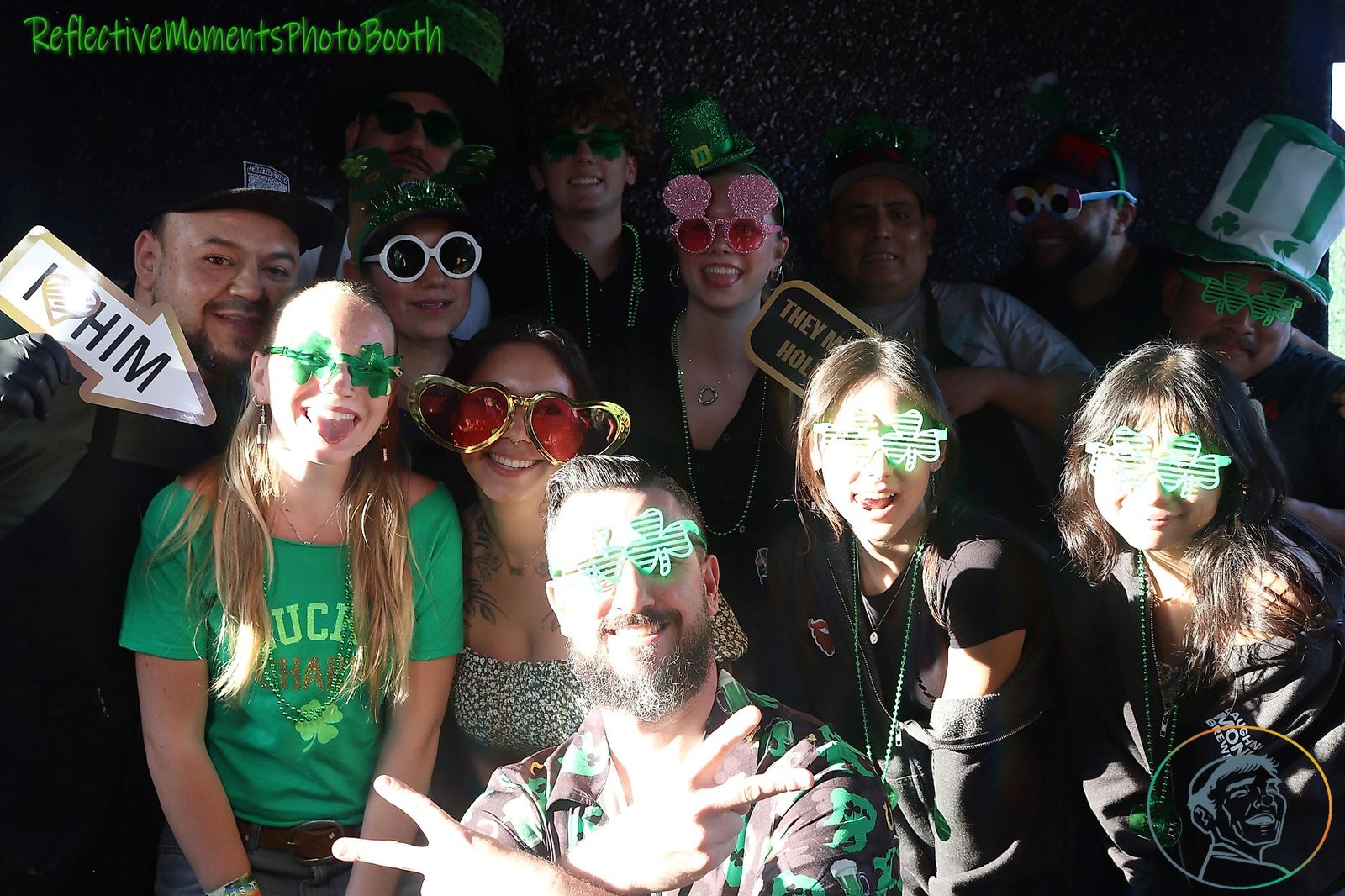 Fun group shot at the Saint Patrick's Day party photo booth