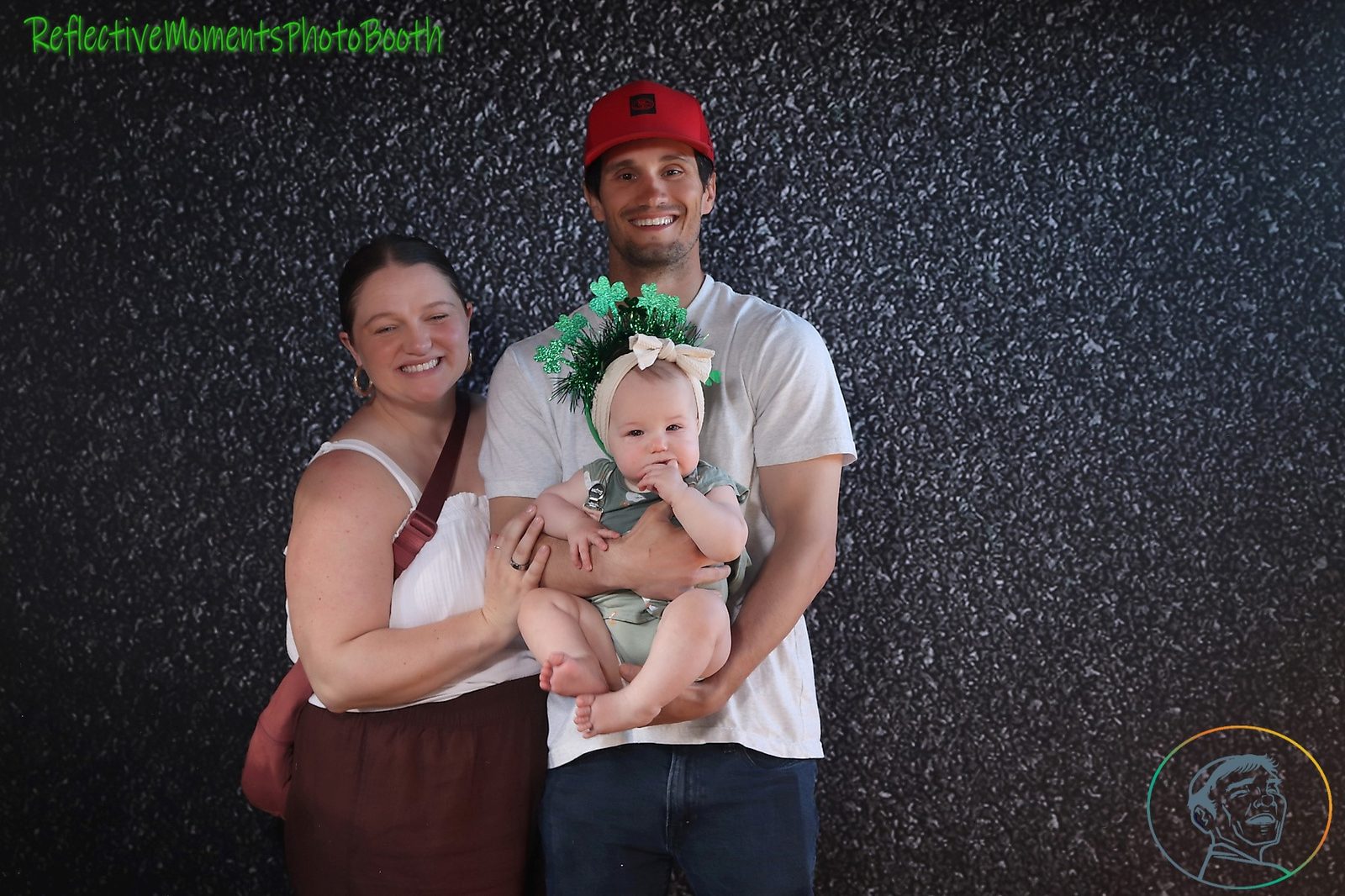 Guests in festive green at the Saint Patrick's Day photo booth